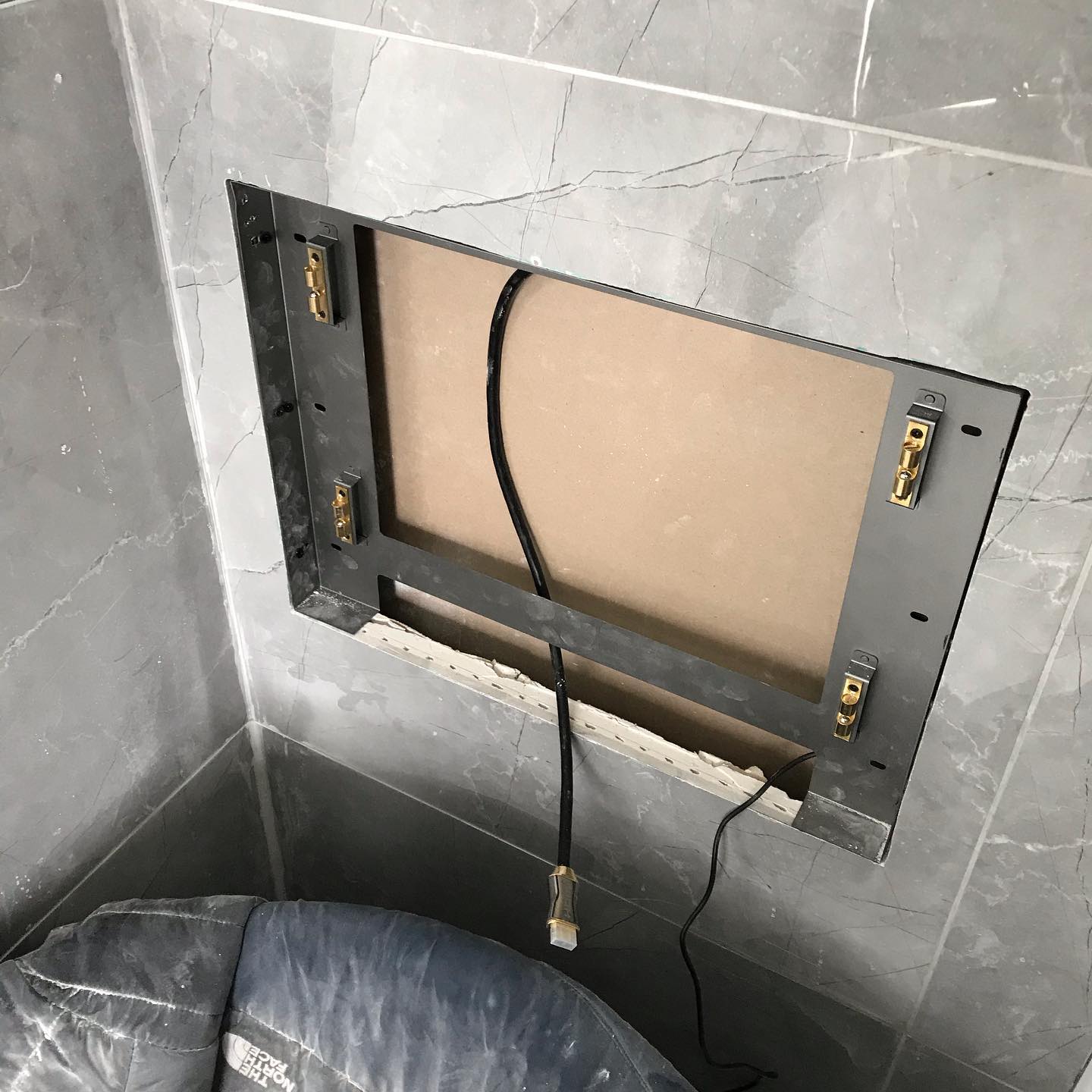 Recessed TV wiring and mounting